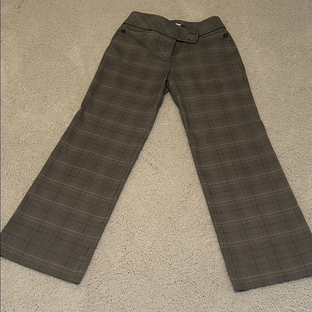 LOFT Plaid Wide Leg Trousers